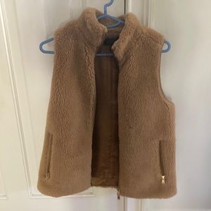 JCrew XS Faux Fur Camel Vest